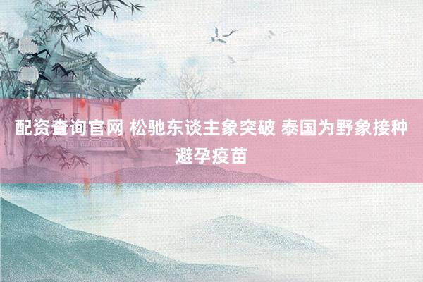 配资查询官网 松驰东谈主象突破 泰国为野象接种避孕疫苗