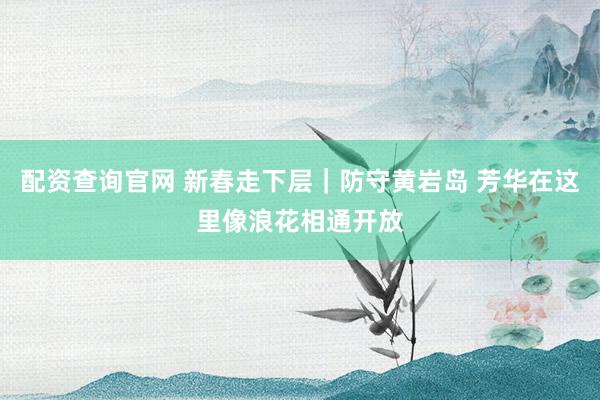配资查询官网 新春走下层｜防守黄岩岛 芳华在这里像浪花相通开放