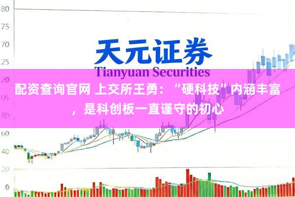 配资查询官网 上交所王勇：“硬科技”内涵丰富，是科创板一直谨守的初心