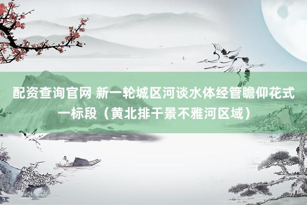配资查询官网 新一轮城区河谈水体经管瞻仰花式一标段（黄北排干景不雅河区域）